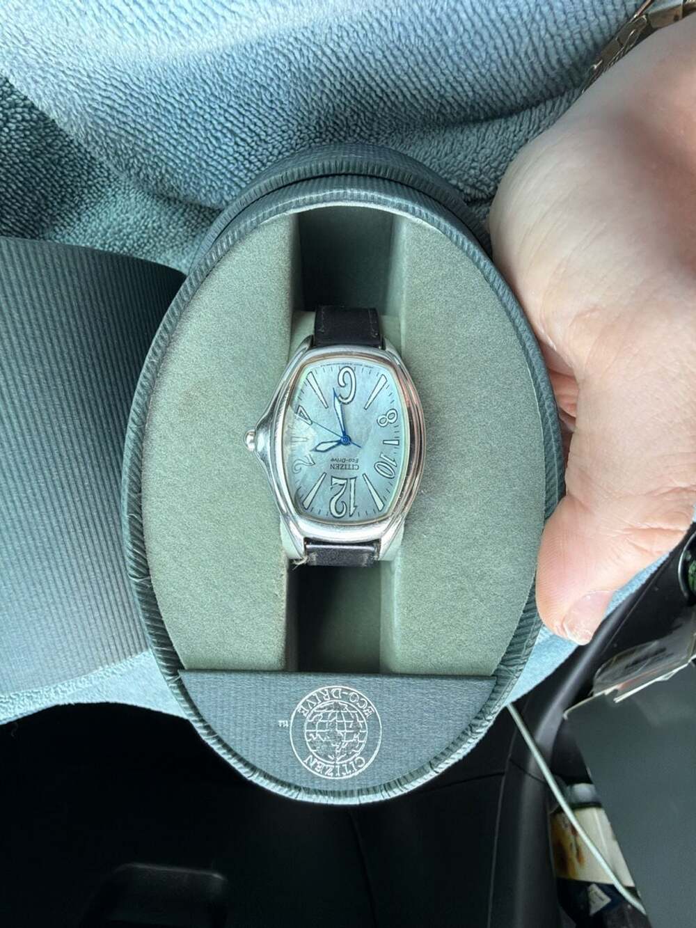 Citizen Eco-Drive Women's Rectangular Case Leather Strap Watch with Box & Papers